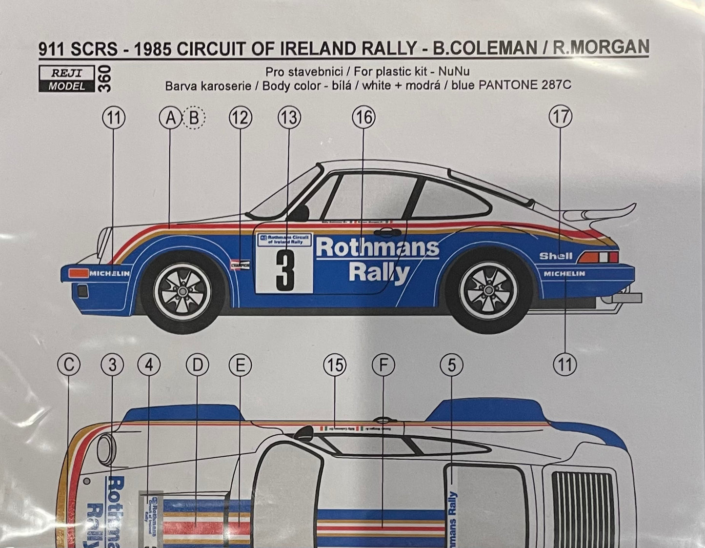 DECALS PORSCHE 911 SC RS ROTHMANS  - CIRCUIT OF IRELAND 1985