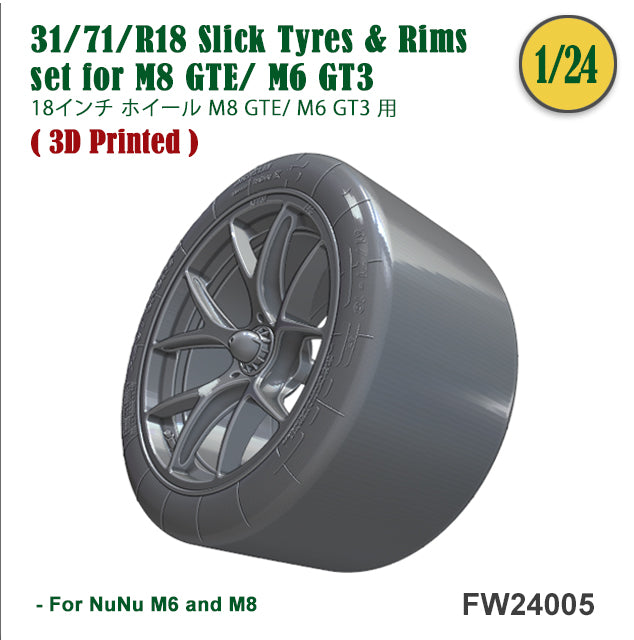 31/71-R18 Slick Tires & Rims set for M8 GTE/ M6 GT3 – DModelkits