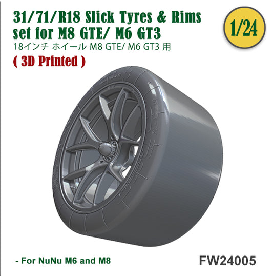 31/71-R18 Slick Tires & Rims set for M8 GTE/ M6 GT3