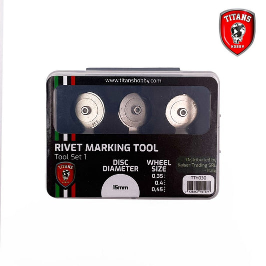 Rivet Maker Tool Set 1, 3 wheels diam.15mm x mm. 0,35 - 0,4 - 0,45